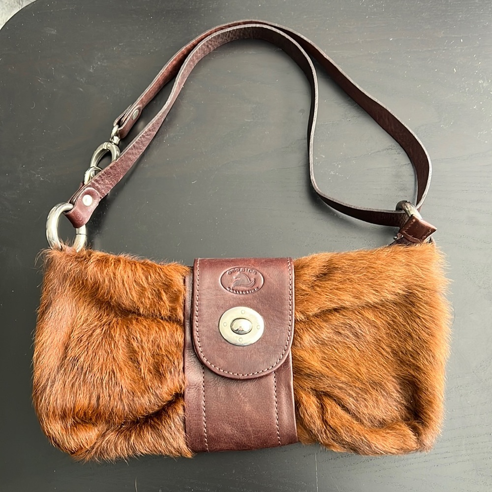Leather / fur clutch / crossbody bag